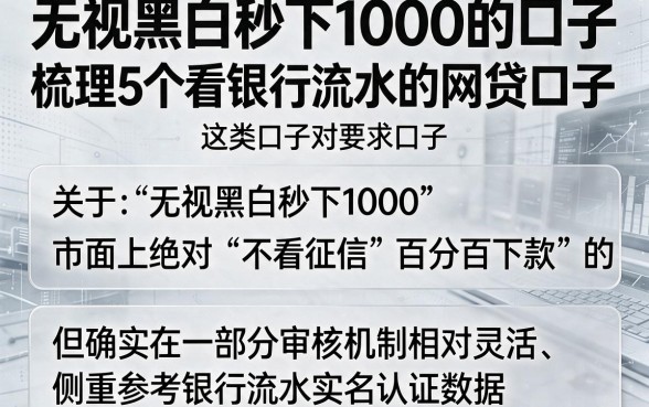 无视黑白秒下1000的口子,梳理5个看银行流水的网贷口子