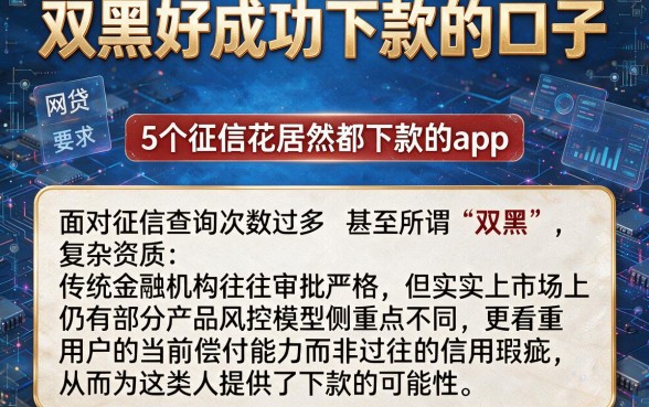 双黑好成功下款的口子,归纳5个征信花居然都下款的app