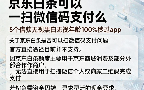 京东白条可以扫微信码支付么,整合5个借款无视黑白无视年龄100%秒过app