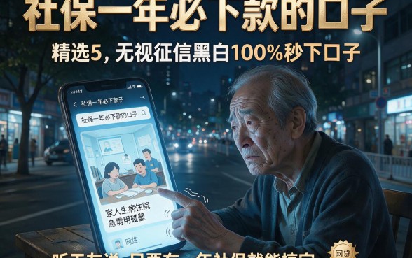 社保一年必下款的口子，精选5个无视征信黑白100%秒下口子
