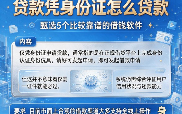 贷款凭身份证怎么贷款,甄选5个比较靠谱的借钱软件