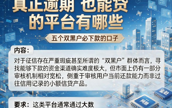 真正逾期也能贷的平台有哪些，整合五个双黑户必下款的口子