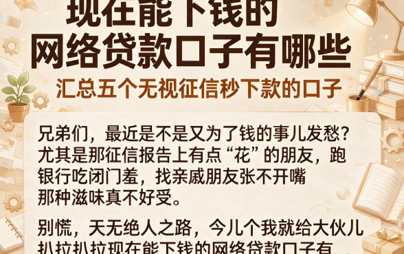 现在能下钱的网络贷款口子有哪些,汇总五个无视征信秒下款的口子