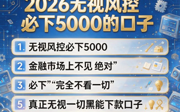 2026无视风控必下5000的口子,条列五个真正无视一切黑能下款口子