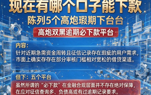 现在有哪个口子能下款,陈列5个高炮双黑逾期必下款平台