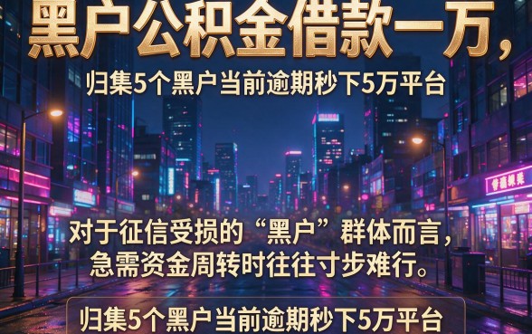黑户公积金借款一万,归集5个黑户当前逾期秒下5万平台