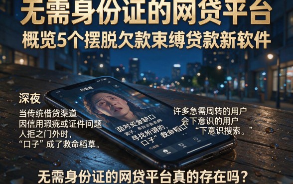 无需身份证的网贷平台,概览5个摆脱欠款束缚贷款新软件