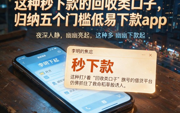 这种秒下款的回收类口子,归纳五个门槛低易下款app