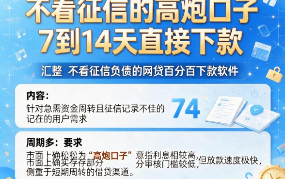 不看征信的高炮口子7到14天直接下款,汇整五个不看征信负债的网贷百分百下款软件