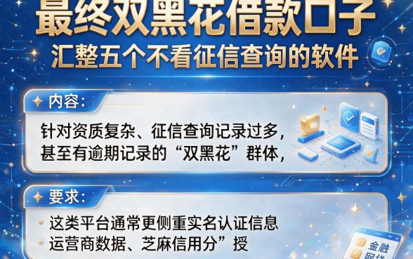 最终双黑花借款口子，汇整五个不看征信查询的软件