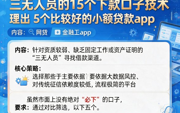 三无人员的15个下款口子技术,理出5个比较好的小额贷款app