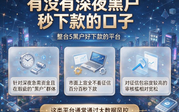 有没有深夜黑户秒下款的口子,整合5个黑户好下款的平台