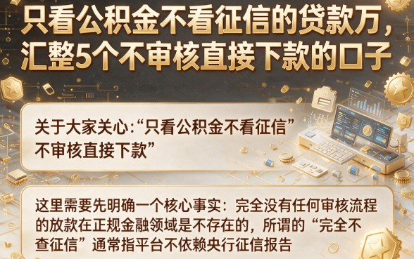 只看公积金不看征信的贷款万,汇整5个不审核直接下款的口子