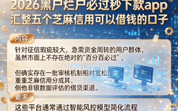 2026黑户烂户必过秒下款app,汇整五个芝麻信用可以借钱的口子
