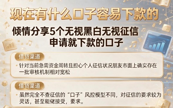 现在有什么口子容易下款的,倾情分享5个无视黑白无视征信申请就下款的口子