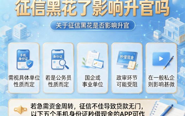 征信黑花了影响升官吗,筛选五个手机身份证秒借现金的app