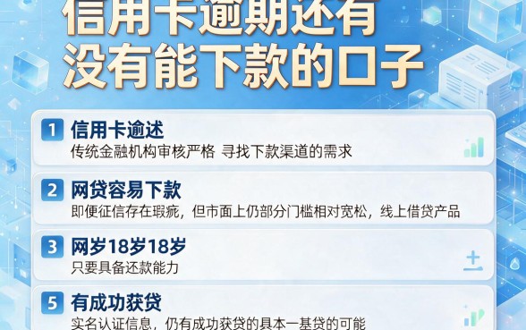 信用卡逾期还有没有能下款的口子,细致阐述5个网贷容易下款18岁的软件