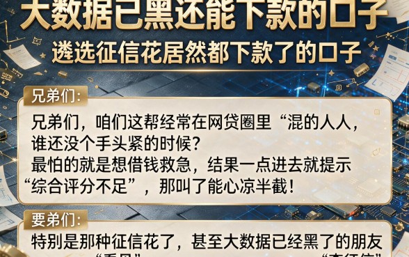 大数据已黑还能下款的口子，遴选五个征信花居然都下款了的口子