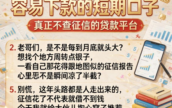 容易下款的短期口子,详尽说明5个真正不查征信的贷款平台