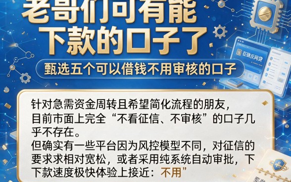 老哥们可有能下款的口子了,甄选五个可以借钱不用审核的口子