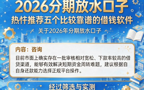 2026分期放水口子,热忱推荐五个比较靠谱的借钱软件