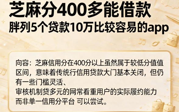 芝麻分400多能借款，胪列5个贷款10万比较容易的app