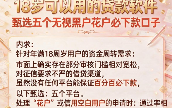 18岁可以用的贷款软件,甄选五个无视黑户花户必下款口子