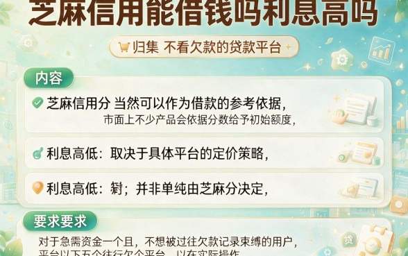 芝麻信用能借钱吗利息高吗，归集五个不看欠款的贷款平台