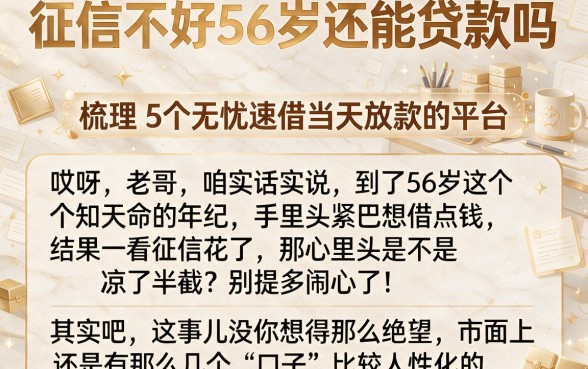 征信不好56岁还能贷款吗,梳理5个无忧速借当天放款的平台