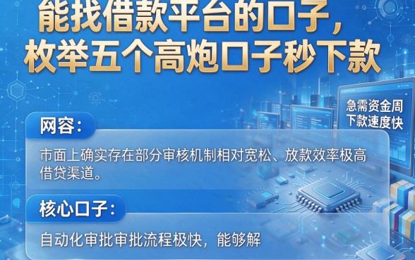 能找借款平台的口子,枚举五个高炮口子秒下款