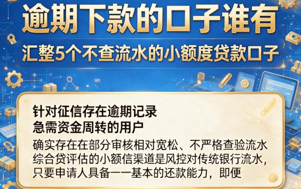 逾期下款的口子谁有，汇整5个不查流水的小额度贷款口子