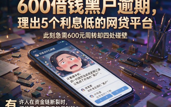 600借钱黑户逾期,理出5个利息低的网贷平台
