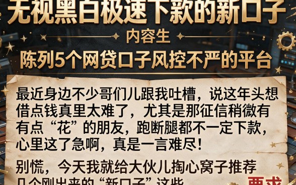无视黑白极速下款的新口子,陈列5个网贷口子风控不严的平台