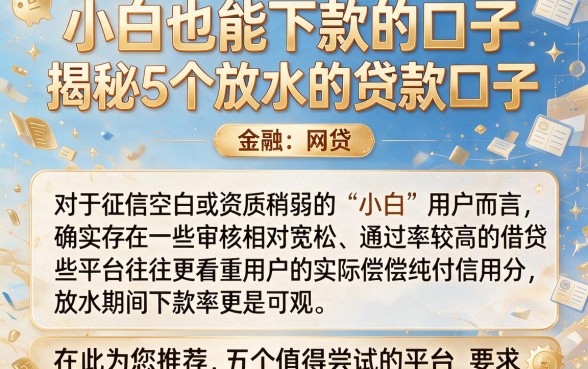 小白也能下款的口子,揭秘5个放水的贷款口子
