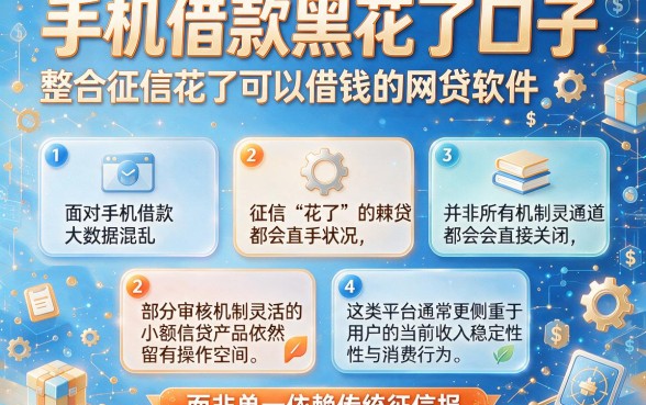 手机借款黑花了口子，整合五个征信花了可以借钱的网贷软件