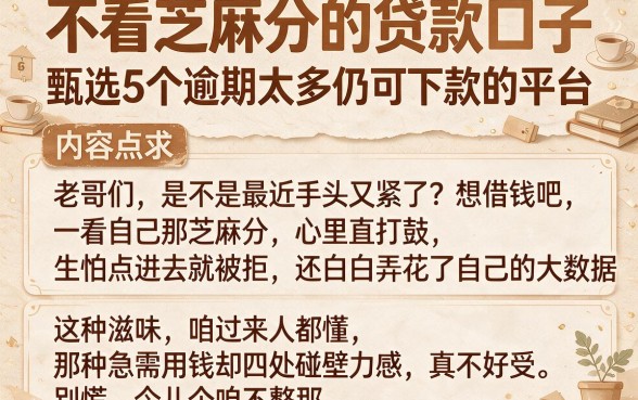 不看芝麻分的贷款口子,甄选5个逾期太多仍可下款的平台