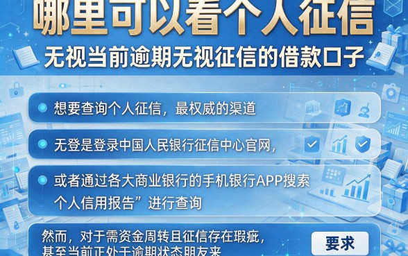哪里可以看个人征信，整合五个无视当前逾期无视征信的借款口子