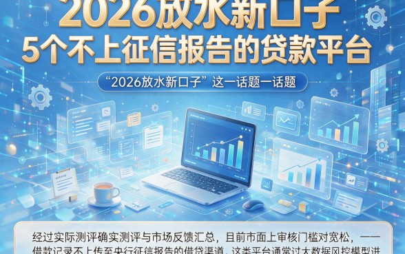 2026放水新口子,详细阐述5个不上征信报告的贷款平台