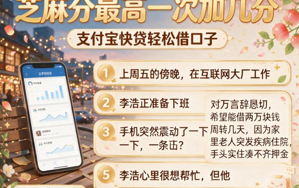芝麻分最高一次加几分,条列五个支付宝快贷轻松借口子