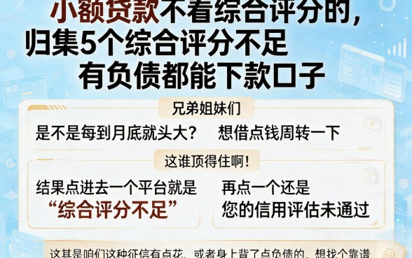 小额贷款不看综合评分的,归集5个综合评分不足有负债都能下款口子