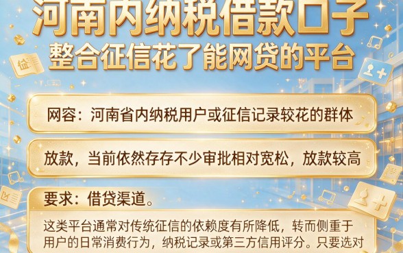 河南内纳税借款口子,整合五个征信花了能网贷的平台