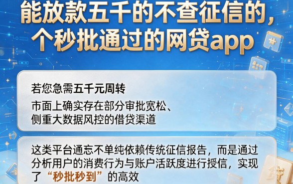 能放款五千的不查征信的,胪列五个秒批通过的网贷app