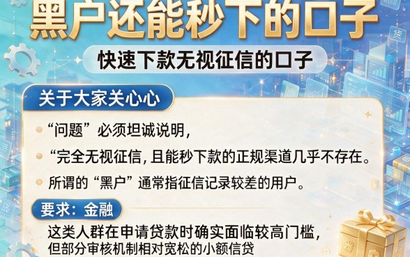 黑户还能秒下的口子,概括五个快速下款无视征信的口子