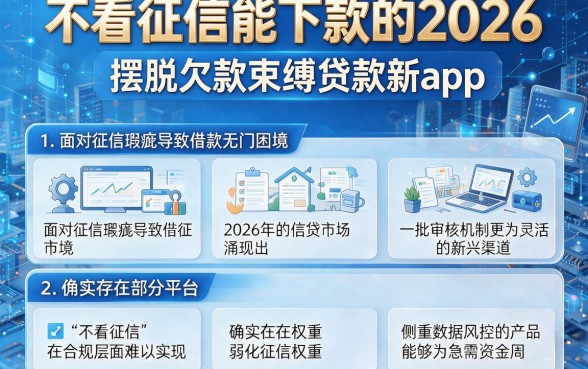 不看征信能下款的2026,整合5个摆脱欠款束缚贷款新app