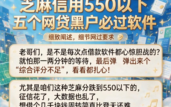 芝麻信用550以下，细致阐述五个网贷黑户必过软件