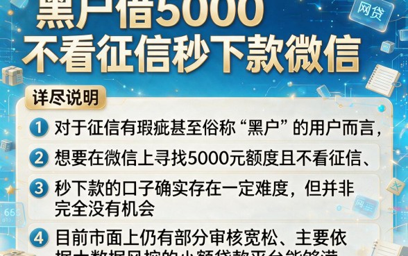 黑户借5000不看征信秒下款微信，详尽说明五个黑户可以下的贷款平台