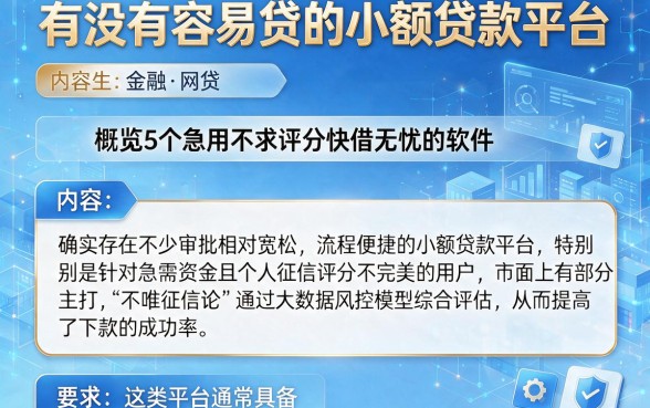 有没有容易贷的小额贷款平台,概览5个急用不求评分快借无忧的软件