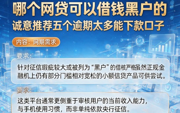 哪个网贷可以借钱黑户的,诚意推荐五个逾期太多能下款口子