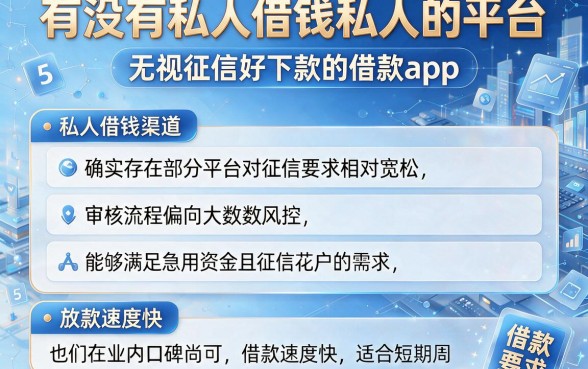有没有私人借钱私人的平台，详细阐述5个无视征信好下款的借款app