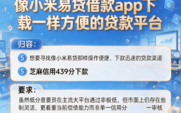 像小米易贷借款app下载一样方便的贷款平台,归纳5个芝麻信用439分下款的软件